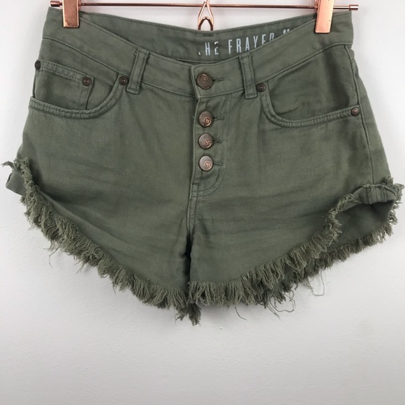 Cotton On Pants - Cotton On The Frayed Mid Rise Olive Shorts 2